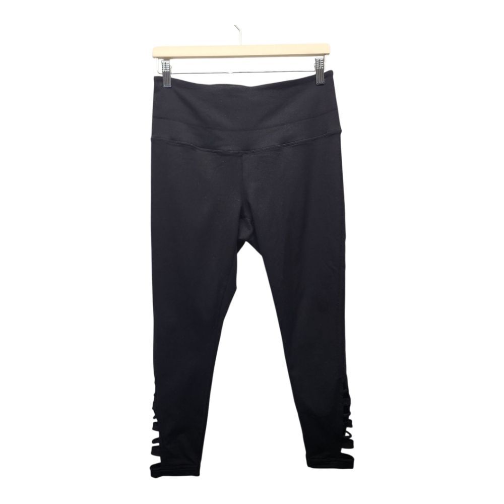 Zella Women's Black Ankle Ladder Cut Out Athletic Leggings LARGE
